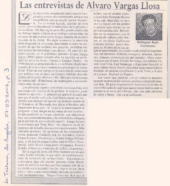 Las entrevistas de Alvaro Vargas Llosa  [artículo] Wellington Rojas Valdebenito.