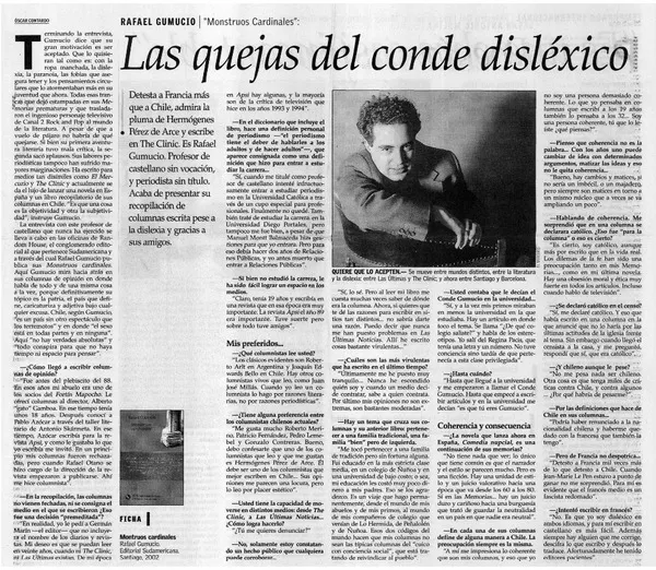 Las quejas del conde disléxico: [entrevistas] [artículo] Oscar Contardo.