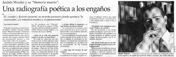 Una Radiografía poética a los engaños [entrevistas] [artículo] Pilar González Langlois.