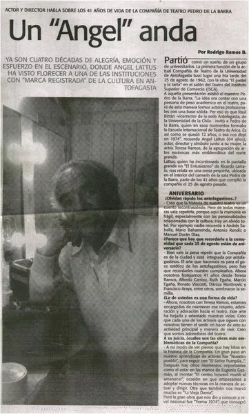 Un "Angel" anda suelto en la tablas [entrevistas] [artículo] Rodrigo Ramos B.