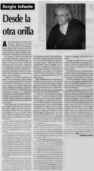 Desde la otra orilla  [artículo] Virginia Vidal.
