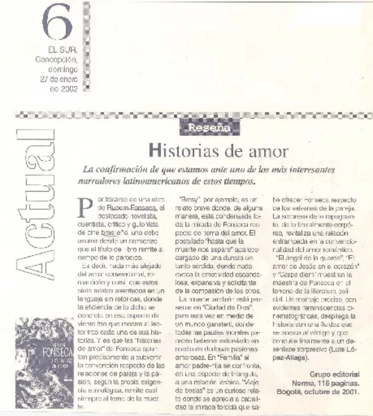 Historias de amor  [artículo] Luis López-Aliaga.