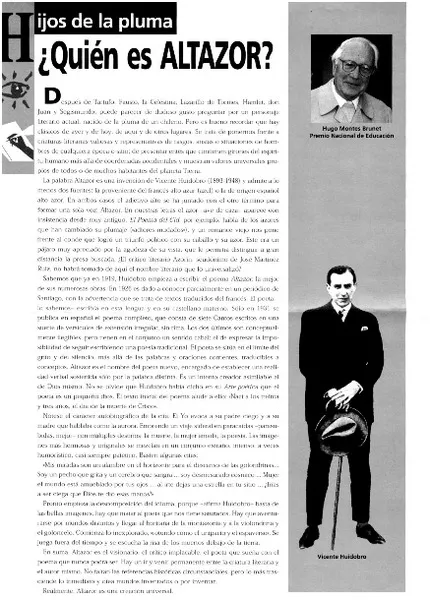 Quién es Altazor?  [artículo] Hugo Montes Brunet.