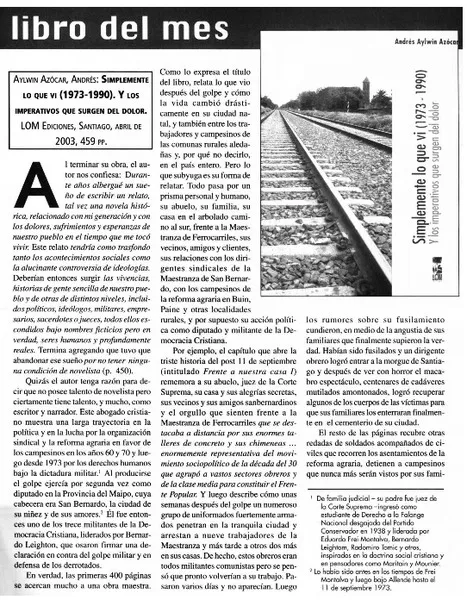Simplemente lo que vi (1973-1990). Y los imperativos que surgen del dolor.  [artículo]