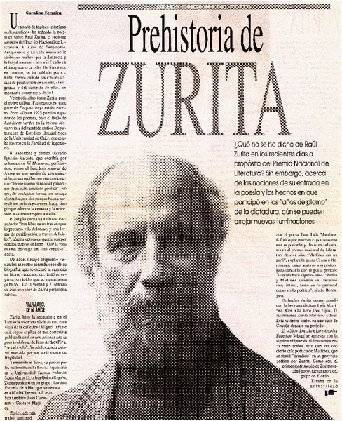 Prehistoria de Zurita  [artículo] Carolina Ferreira.