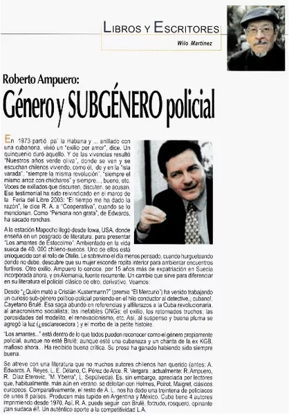 Género y subgénero policial  [artículo] Wilo Martínez.