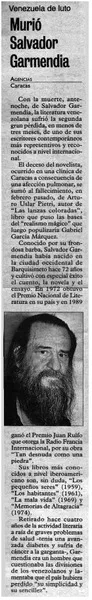 Murió Salvador Garmendia.  [artículo]
