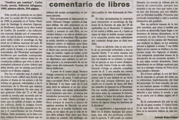 Sombras que caminan"  [artículo] Antonio Rojas Gómez.