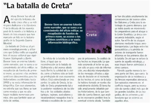 La batalla de Creta"  [artículo] Rodrigo Pinto.