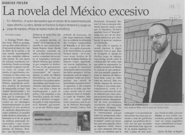 La novela del México excesivo  [artículo] Edgardo Dobry.