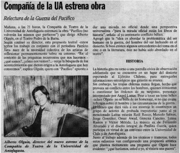 Compañía de la UA estrenan obra  [artículo]