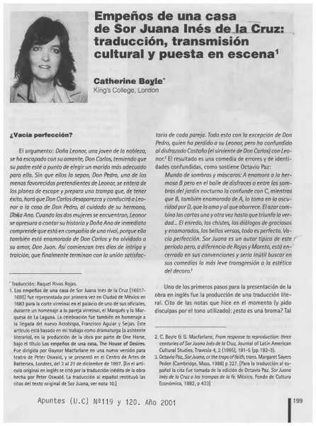 Empeños de una casa de Sor Juana Inés de la Cruz : traducción, transmición cultural y puesta en escena  [artículo] Catherine Boyle.