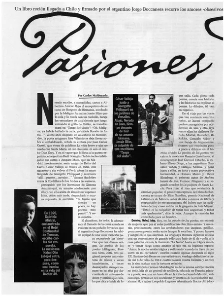 Pasiones de Poetas  [artículo] Carlos Maldonado.