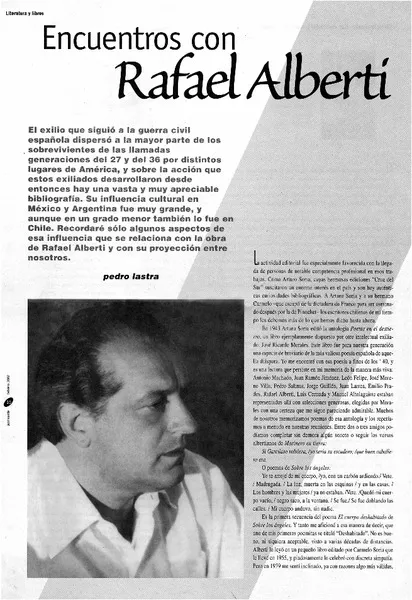Encuentros con Rafael Alberti  [artículo] Pedro Lastra.