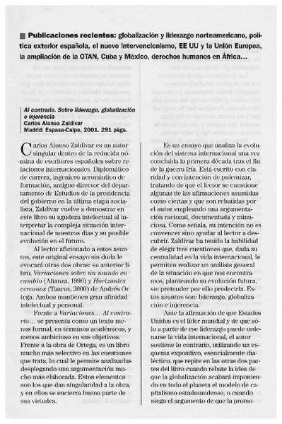 Al contrario, sobre liderazgo, globalización e injerencia  [artículo] Rafael García Pérez.