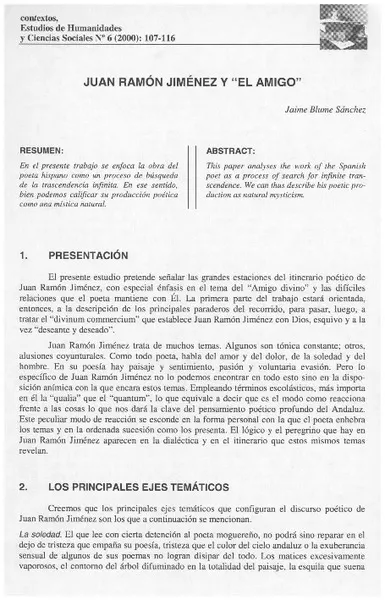Juan Ramón Jiménez y "El Amigo"  [artículo] Jaime Blume Sánchez.
