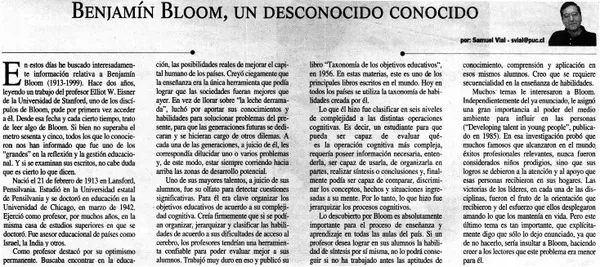 Benjamín Bloom, un desconocido conocido  [artículo] Samuel Vial.