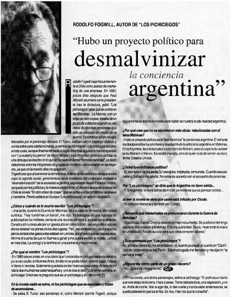 "Hubo un proyecto político para desmalvinizar la conciencia argentina".  [artículo]