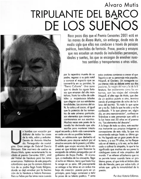 Tripulante del barco de los sueños  [artículo] Ana Victoria Esfornos.