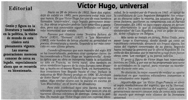 Víctor Hugo universal  [artículo]