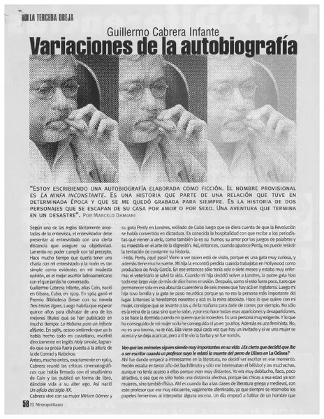 Variaciones de la auotbiografía  [artículo] Marcelo Damiani.