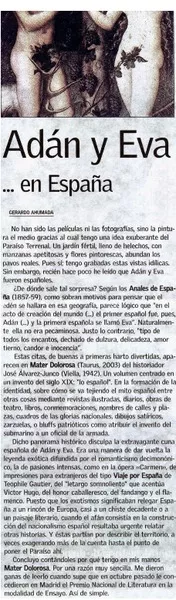 Adán y Eva -- en España  [artículo] Gerardo Ahumada.