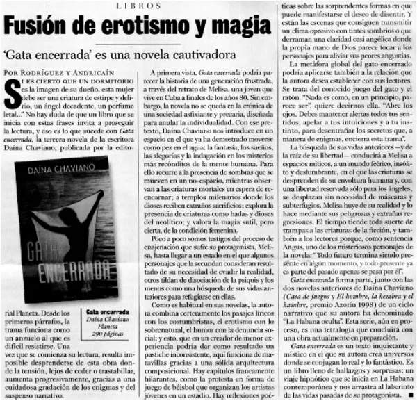 Fusión de erotismo y magia  [artículo] Rodríguez y Andricaín.
