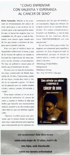 Cómo enfrentar con valentía y esperanza al cáncer de seno".  [artículo]
