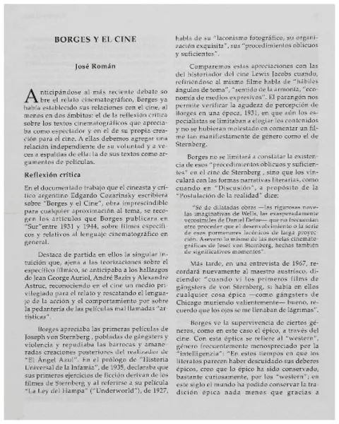 Borges y el cine  [artículo] José Román.