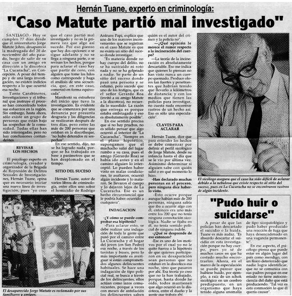 "Caso Matute partió mal investigado".  [artículo]
