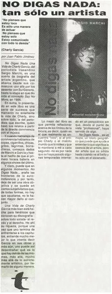 No digas nada: tan sólo un artista  [artículo] Juan Pablo Jiménez.