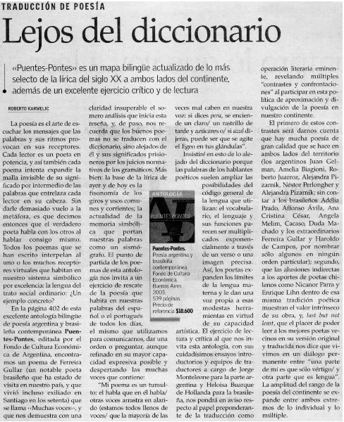 Lejos del diccionario  [artículo] Roberto Karmelic.