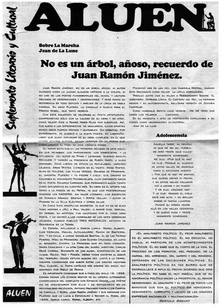No es un árbol, añoso, recuerdo de Juan Ramón Jiménez  [artículo] Jean de La Lune.
