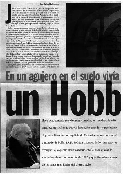 En un agujero en el suelo vivía un Hobbit  [artículo] Carlos Maldonado.