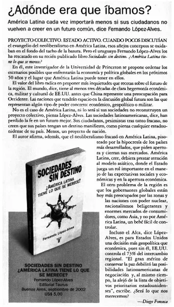 ¿Adónde era que íbamos?  [artículo] Diego Fonseca.