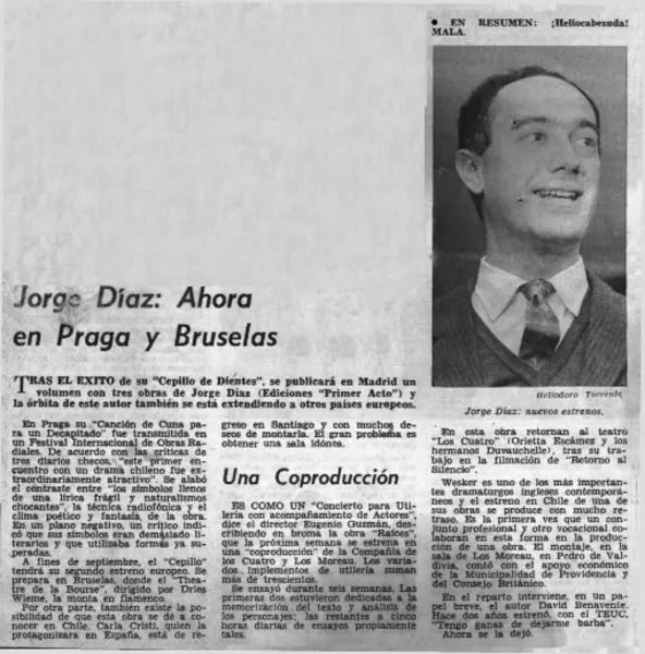 Jorge Díaz: ahora en Praga y Bruselas.  [artículo]