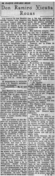 Don Ramiro Vicuña Rozas  [artículo] Joaquín Edwards Bello.