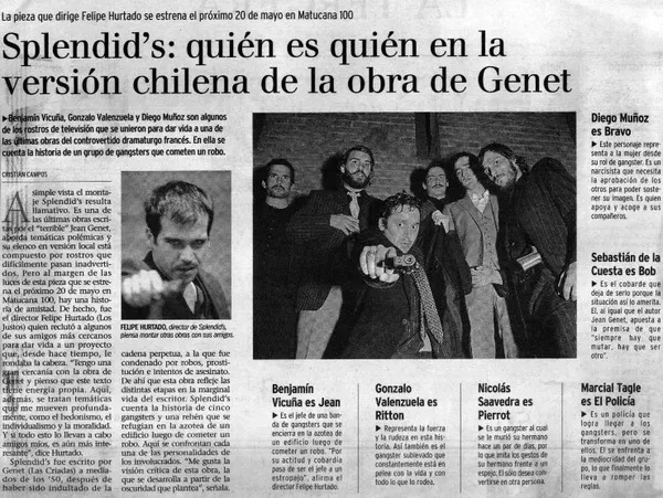 Splendid's, quién es quién en la versión chilena de la obra de Genet  [artículo] Cristián Campos.