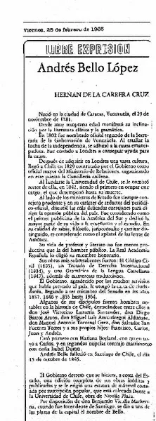 Andrés Bello López  [artículo] Hernán de la Carrera Cruz.