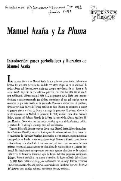 Manuel Azaña y la pluma  [artículo] Amancio Sabugo Abril.
