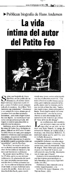 La Vida íntima del autor del patito feo.  [artículo]