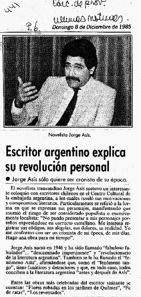 Escritor argentino explica su revolución personal  [artículo].