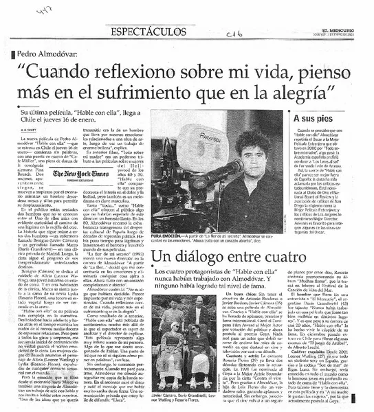"Cuando reflexiono sobre mi vida, pienso más en el sufrimiento que en la alegría"  [artículo] A. O. Scott.