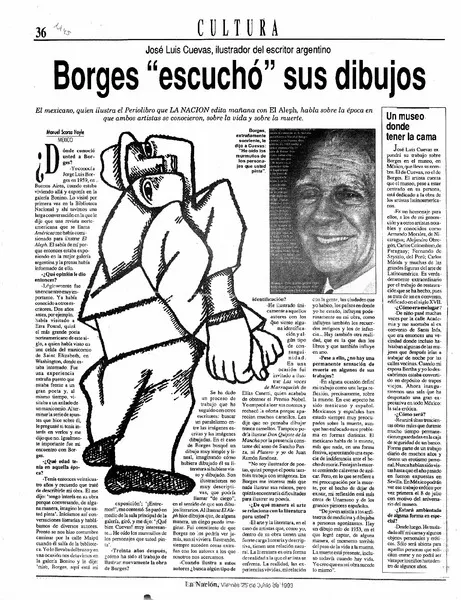 Borges "escuchó" sus dibujos  [artículo] Manuel Scorza.