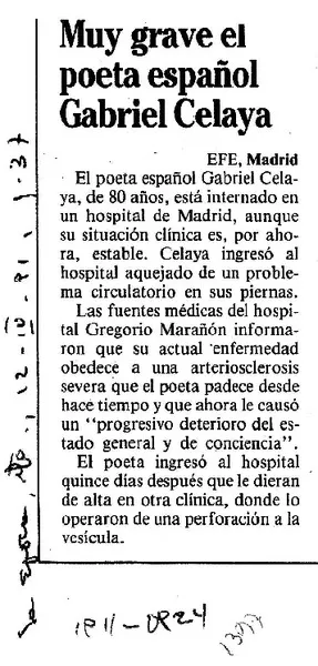 Muy grave el poeta español Gabriel Celaya.  [artículo]