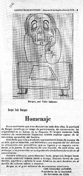 Homenaje  [artículo] Luis Sanchez Latorre.