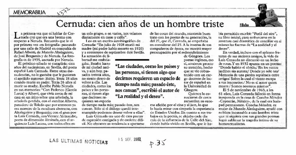 Cernuda, cien años de un hombre triste  [artículo] Filebo.