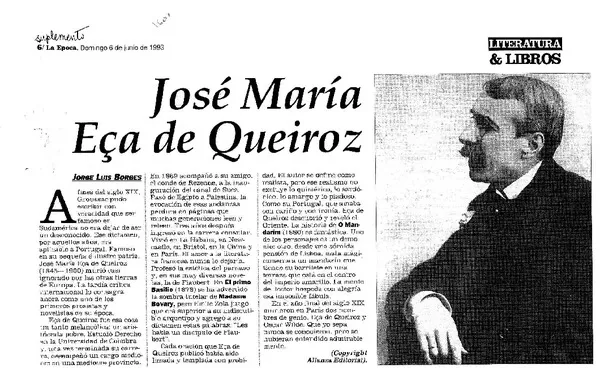 José María Eça de Queiroz  [artículo] Jorge Luis Borges.