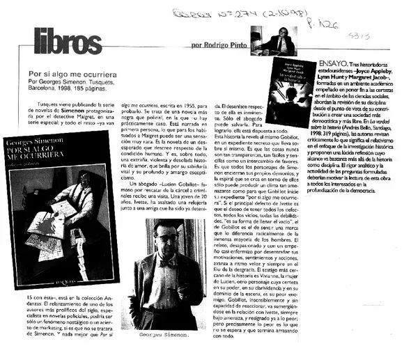 Por si algo me ocurriera  [artículo] Rodrigo Pinto.