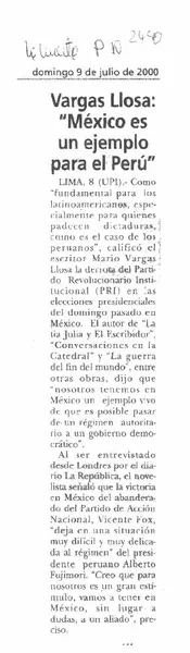 Vargas Llosa: "México es un ejemplo para el Perú".  [artículo]